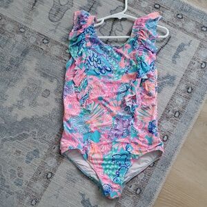 Lilly Pulitzer Girls Lisa One Piece Swimsuit Multi Splendor In The Sand Sz8